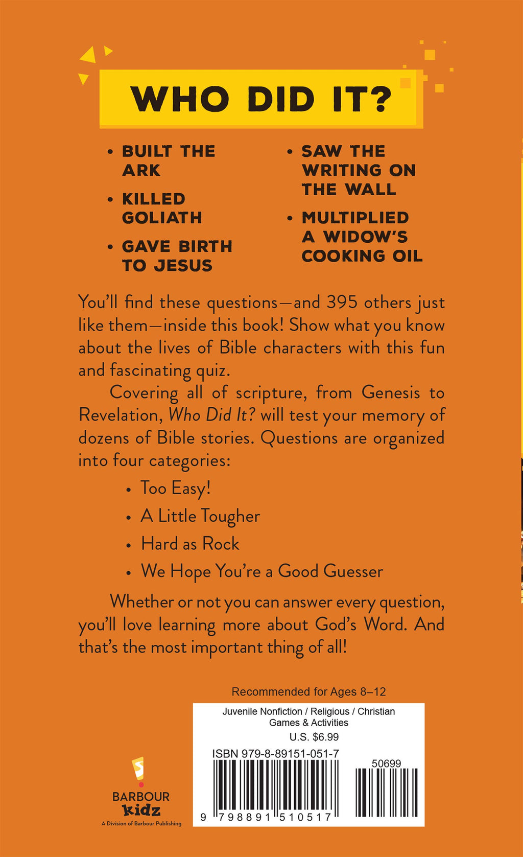 Who Did It? : A Bible Quiz Challenge for Kids