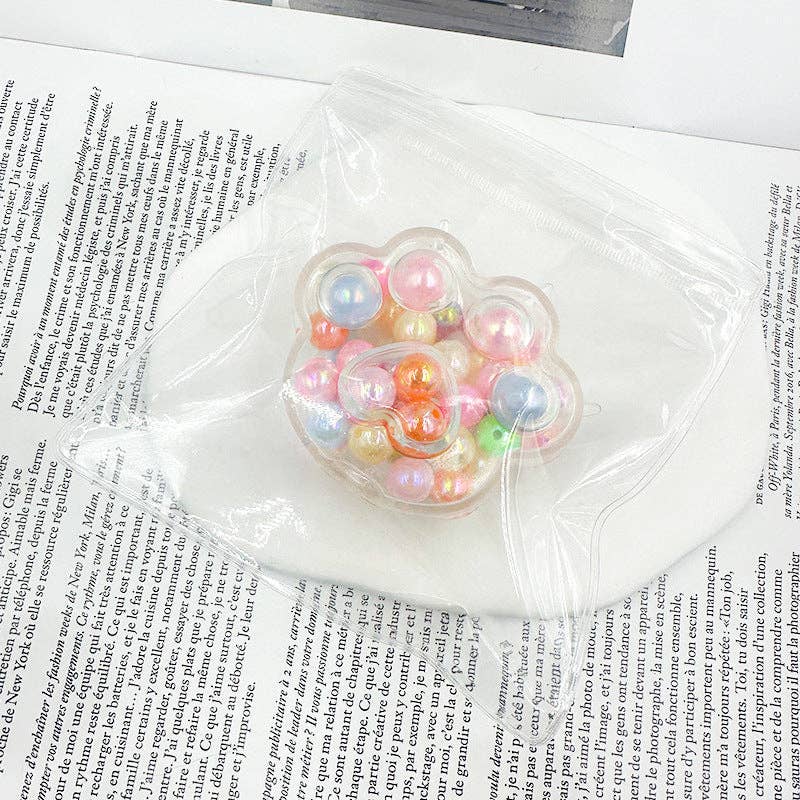Cat Paw Bead Squishy Clear Sensory Stress Relief Toy