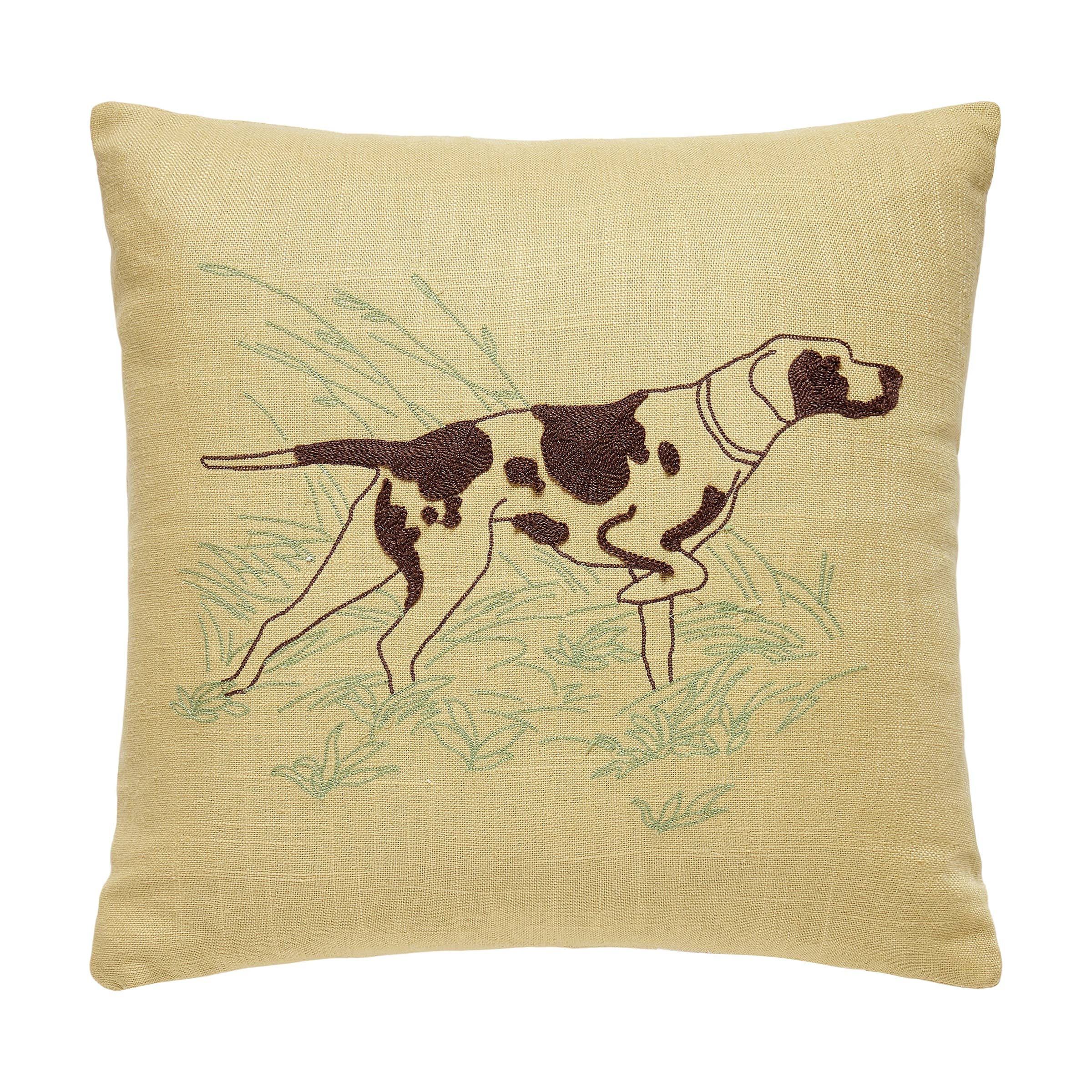 CAMP WANDAWEGA POINTER CHAINSTITCHED PILLOW- Camp W