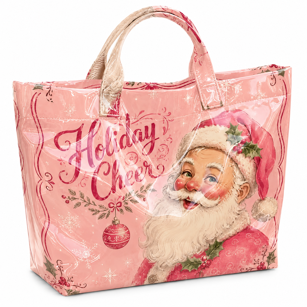 Rosy Noël Vintage Santa Coated Canvas Tote