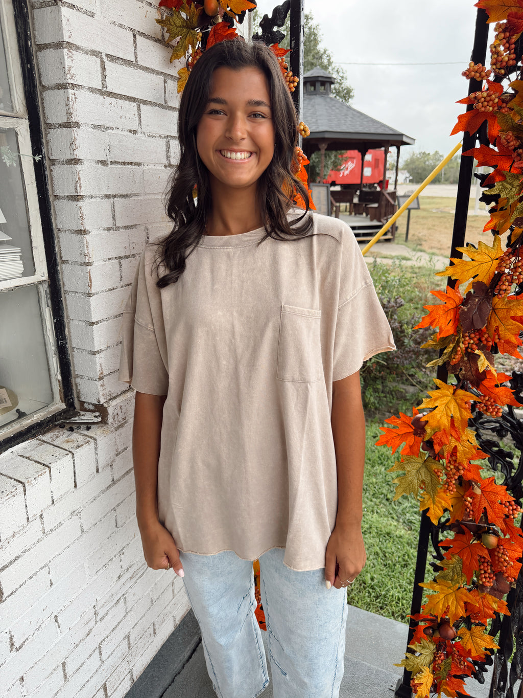 Zenana Acid Wash Ash Jade Top