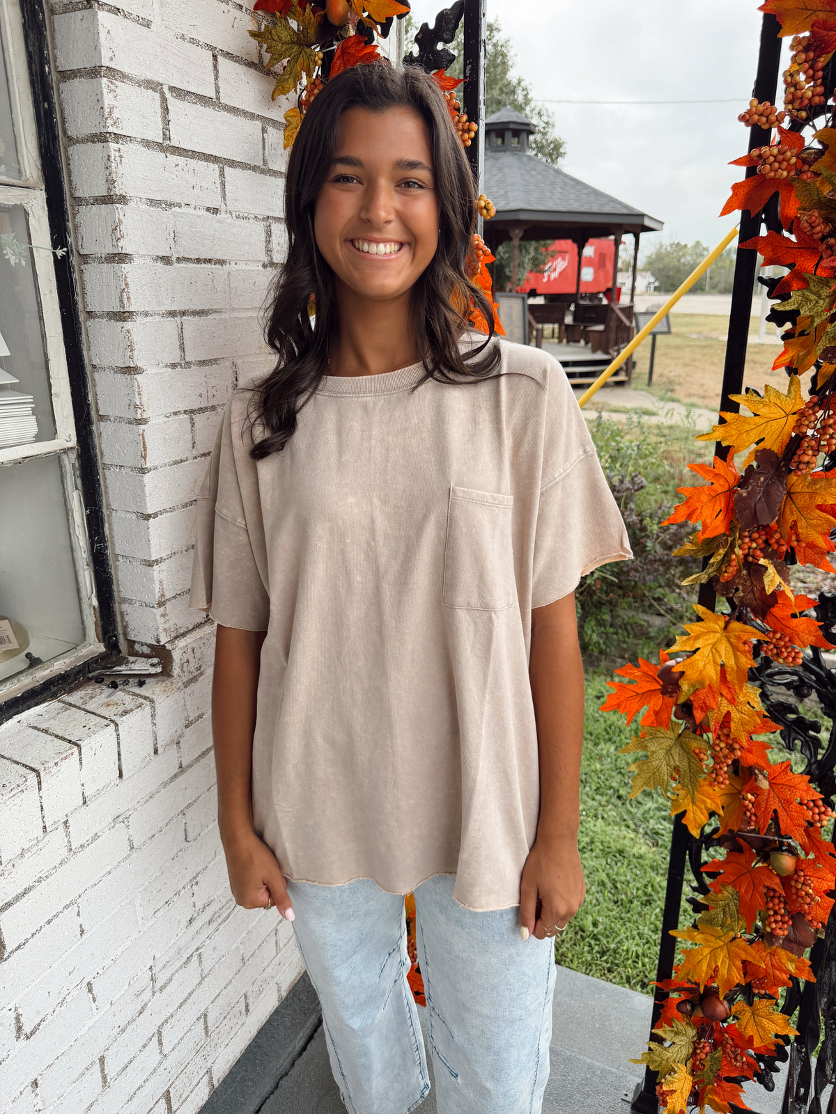 Zenana Acid Wash Ash Jade Top