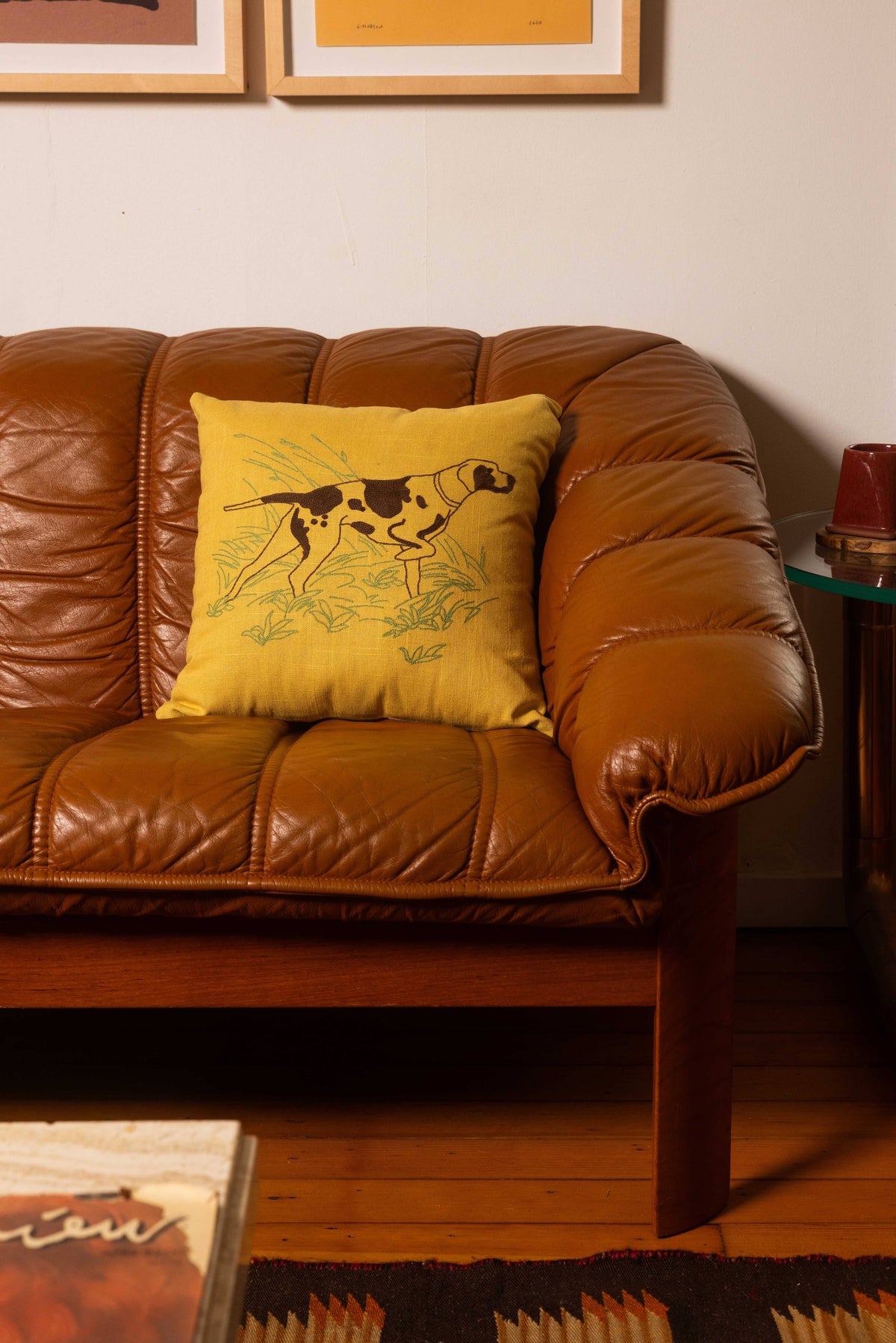 CAMP WANDAWEGA POINTER CHAINSTITCHED PILLOW- Camp W