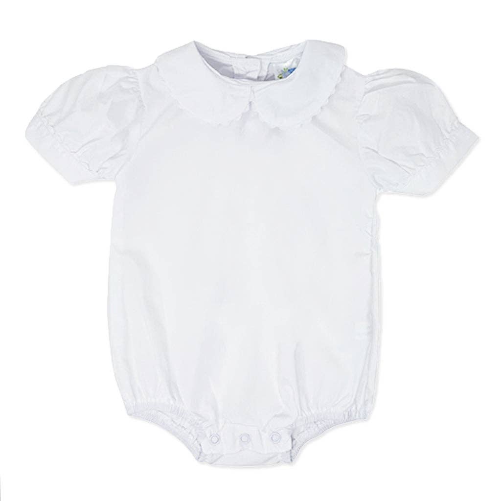 Girls Short Sleeve Peter Pan Collar Bodysuit