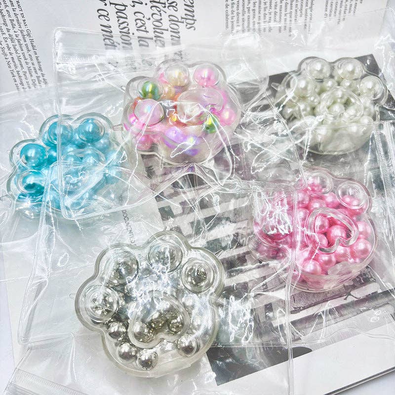 Cat Paw Bead Squishy Clear Sensory Stress Relief Toy