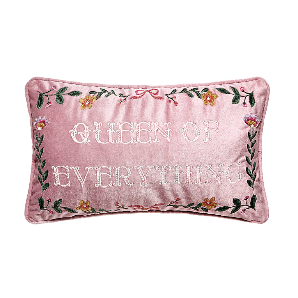 Queen Of Everything Embroidered Pillow