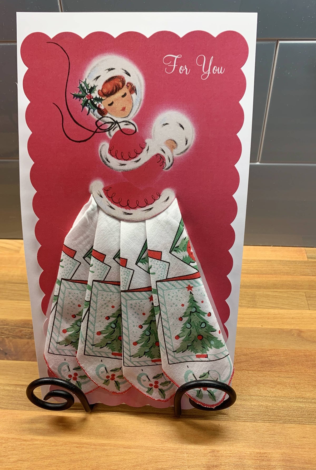 Holiday Lady Keepsake Hankie Card