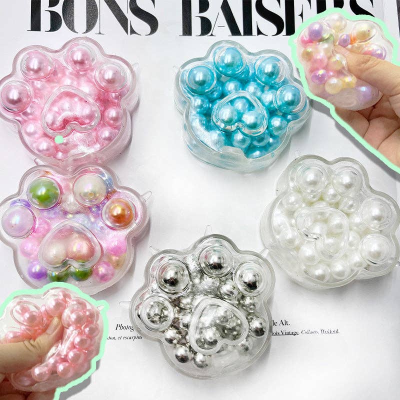 Cat Paw Bead Squishy Clear Sensory Stress Relief Toy