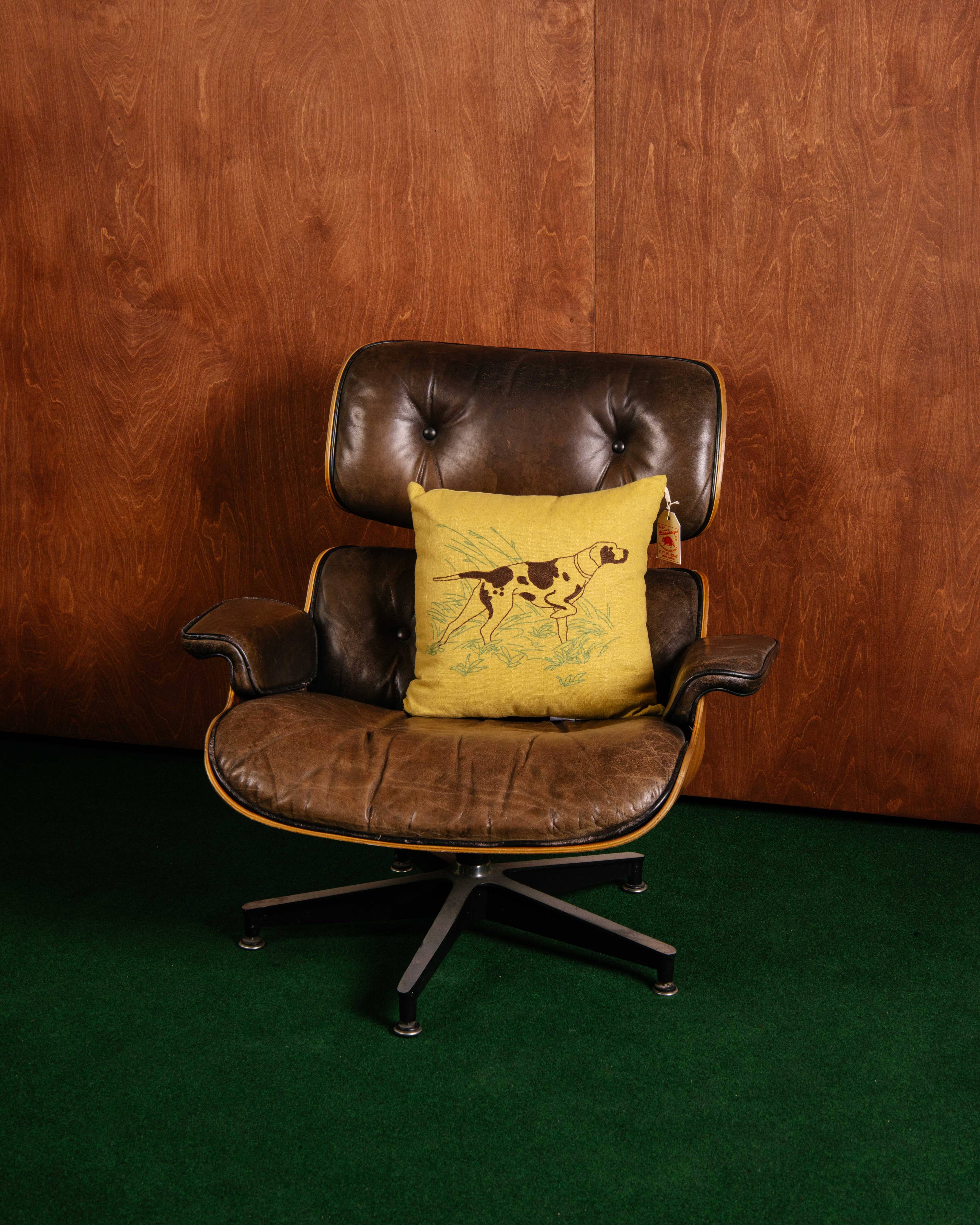 CAMP WANDAWEGA POINTER CHAINSTITCHED PILLOW- Camp W