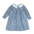 Kate Embroidered Collar Dress - Blue (Organic Cotton)