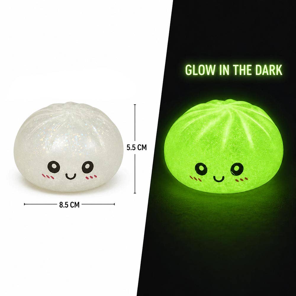 12PCS - Glow In The Dark Bao Bun Dumpling Squeeze Squishy Stress Relief Toy