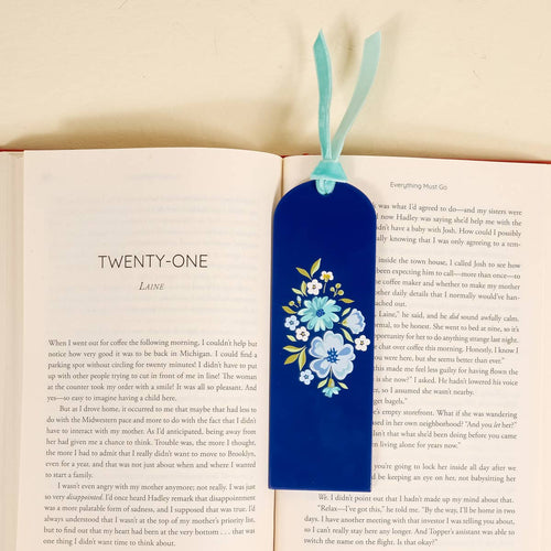 Acrylic Bookmark–Dainty Floral Navy
