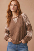 Plus Floral Plaid Color Block Top