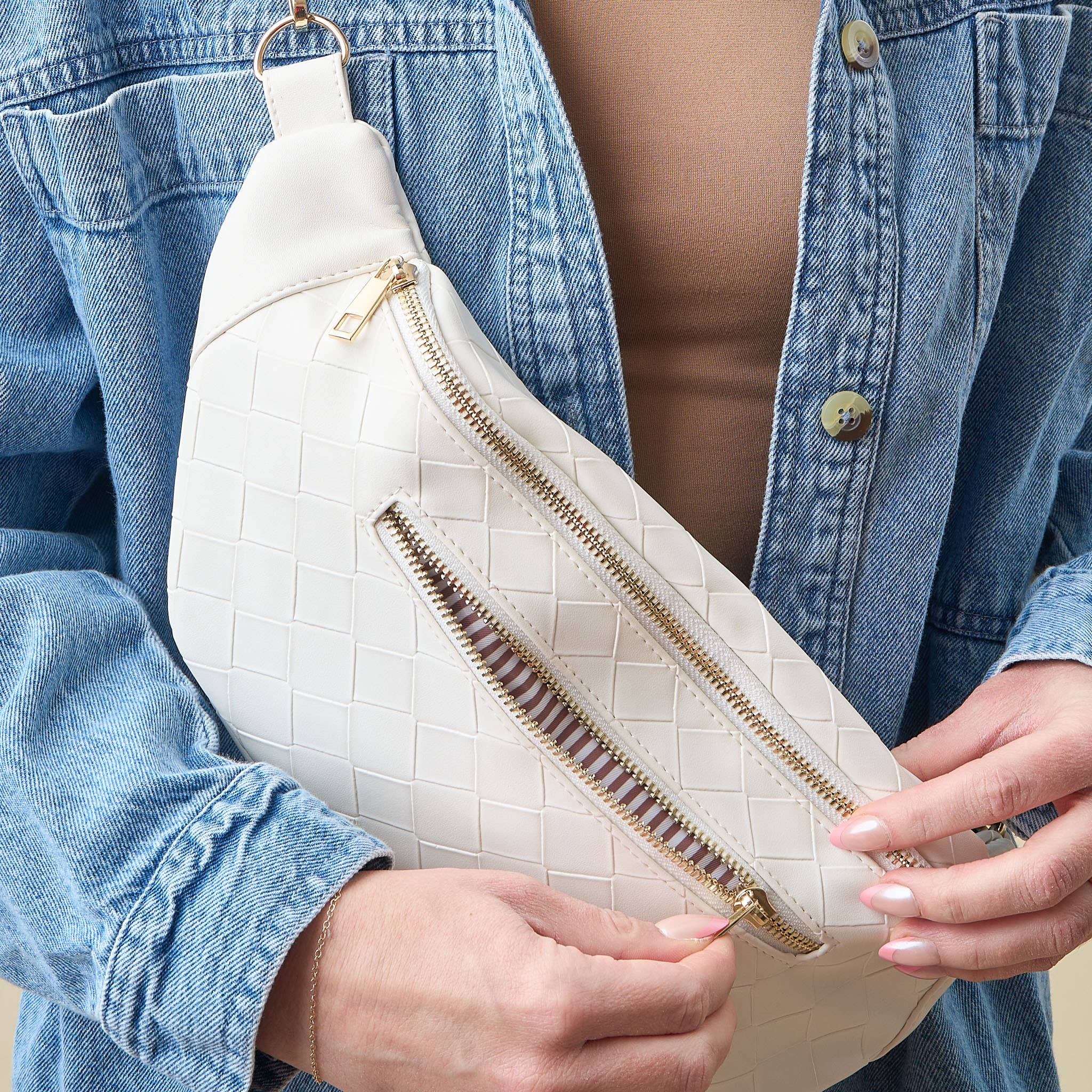 Trendy Luxe Belt Bag-White
