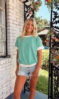 ZENANA green stripe top