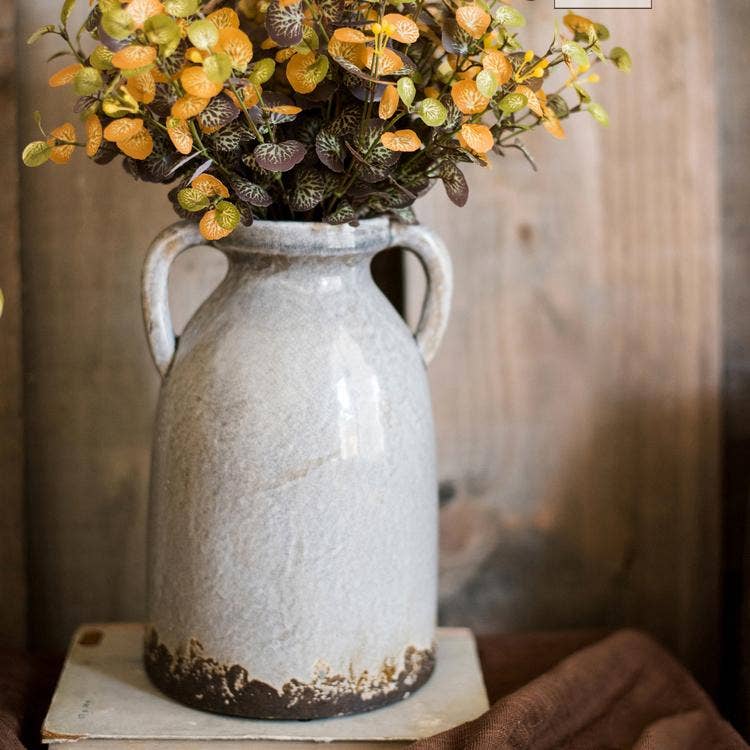 Binglie Glazed Pottery Vase with Handles