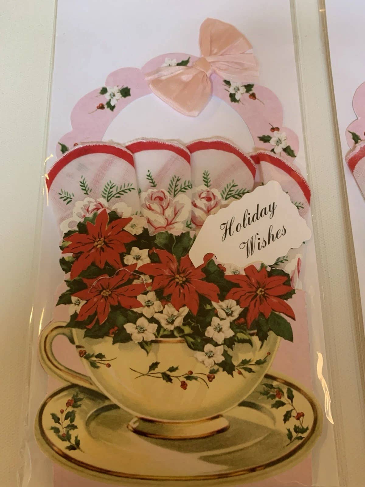 Christmas Teacup Handkerchief Cards