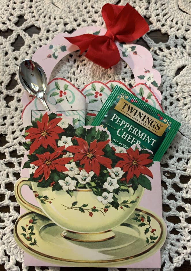 Christmas Teacup Handkerchief Cards