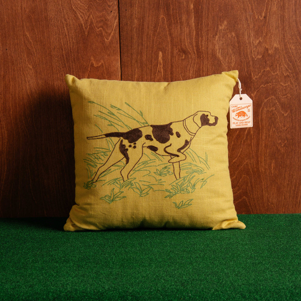 CAMP WANDAWEGA POINTER CHAINSTITCHED PILLOW- Camp W