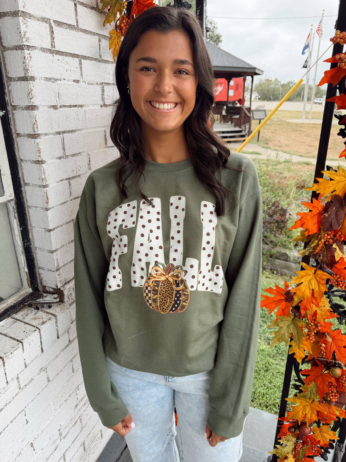 Fall Polka Dots Graphic Sweatshirt/Tee