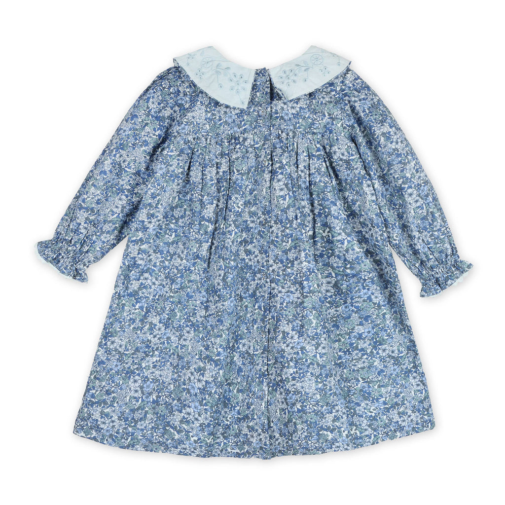 Kate Embroidered Collar Dress - Blue (Organic Cotton)