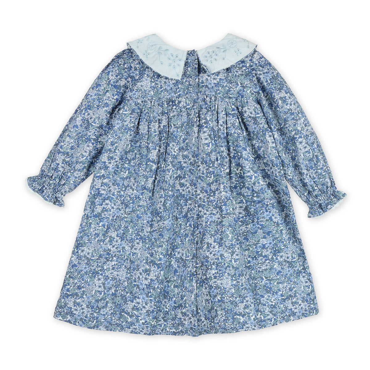 Kate Embroidered Collar Dress - Blue (Organic Cotton)