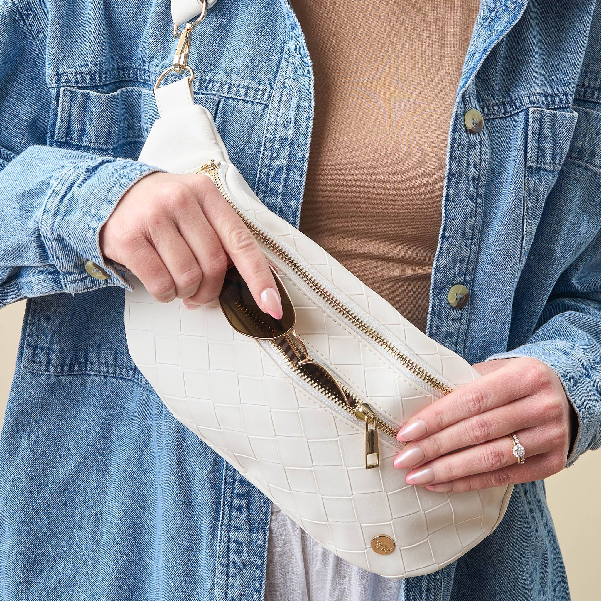 Trendy Luxe Belt Bag-White