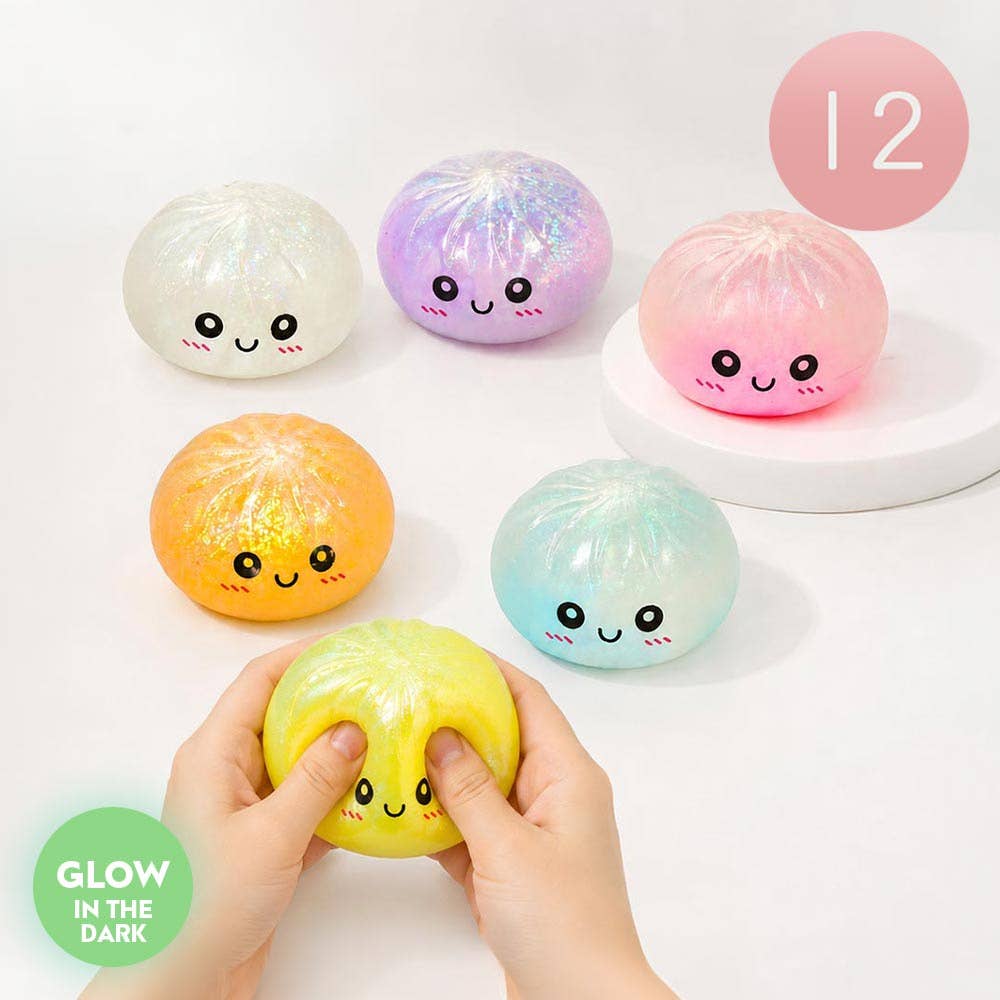 12PCS - Glow In The Dark Bao Bun Dumpling Squeeze Squishy Stress Relief Toy