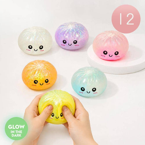 12PCS - Glow In The Dark Bao Bun Dumpling Squeeze Squishy Stress Relief Toy