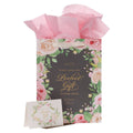 Perfect Gift Pink Rose Large Portrait Gift Bag with Card – J