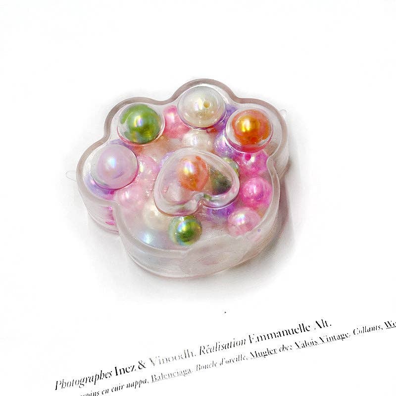 Cat Paw Bead Squishy Clear Sensory Stress Relief Toy
