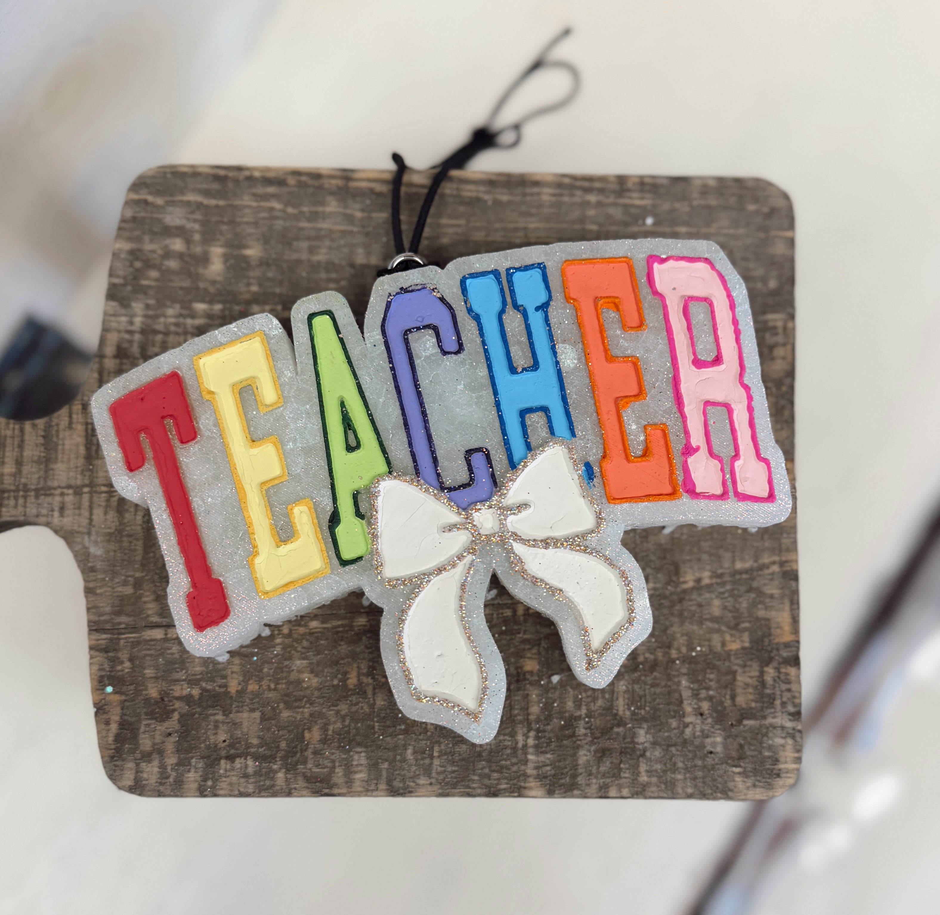 Rainbow Teacher Car Freshie