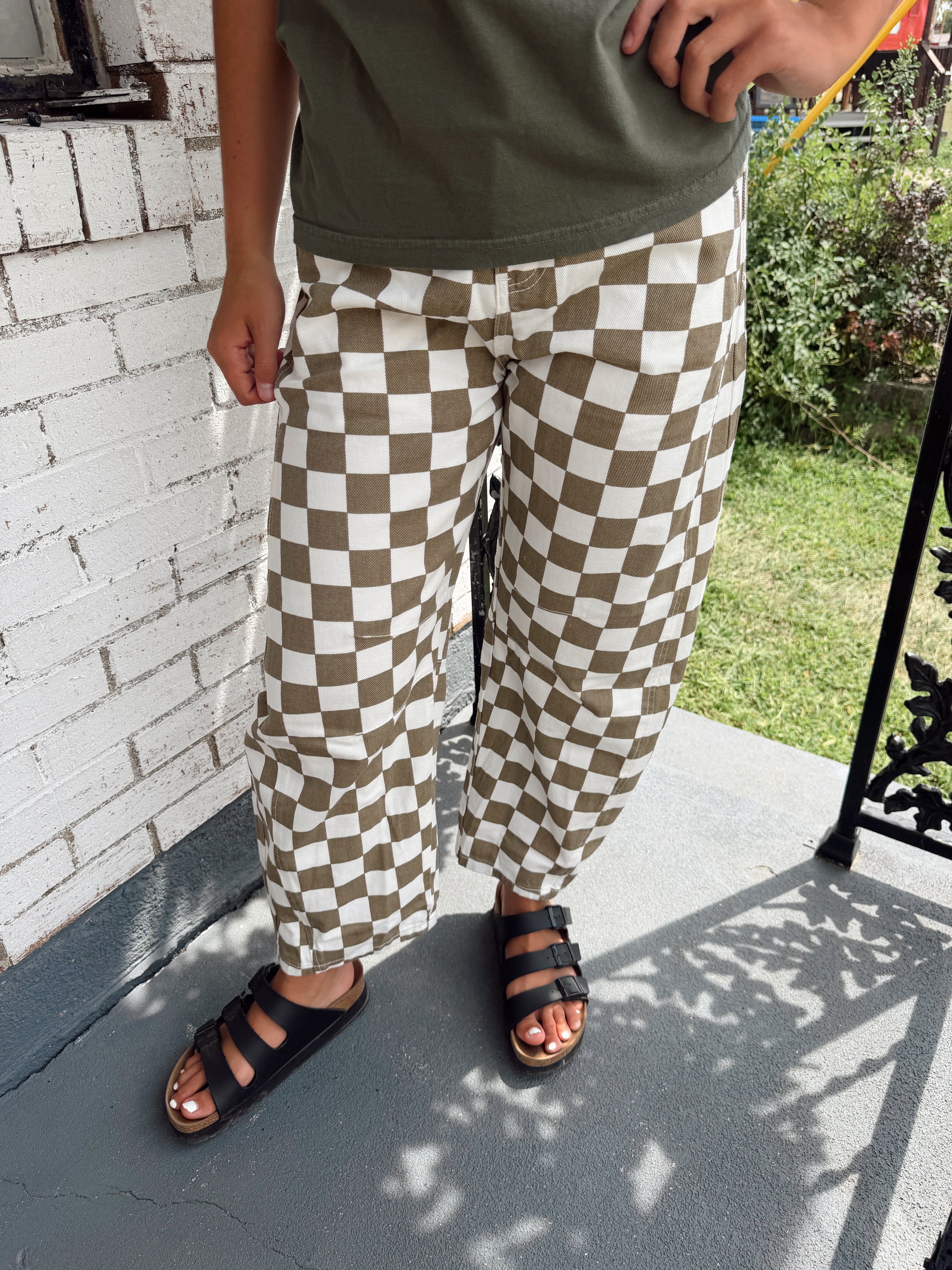 Checkered Barrel Jeans
