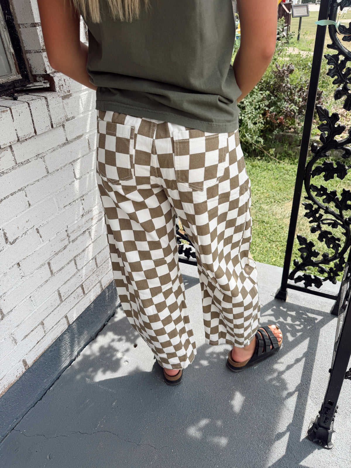 Checkered Barrel Jeans