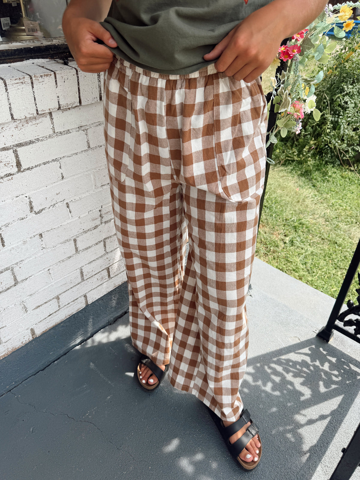 Gingham Brown Pants