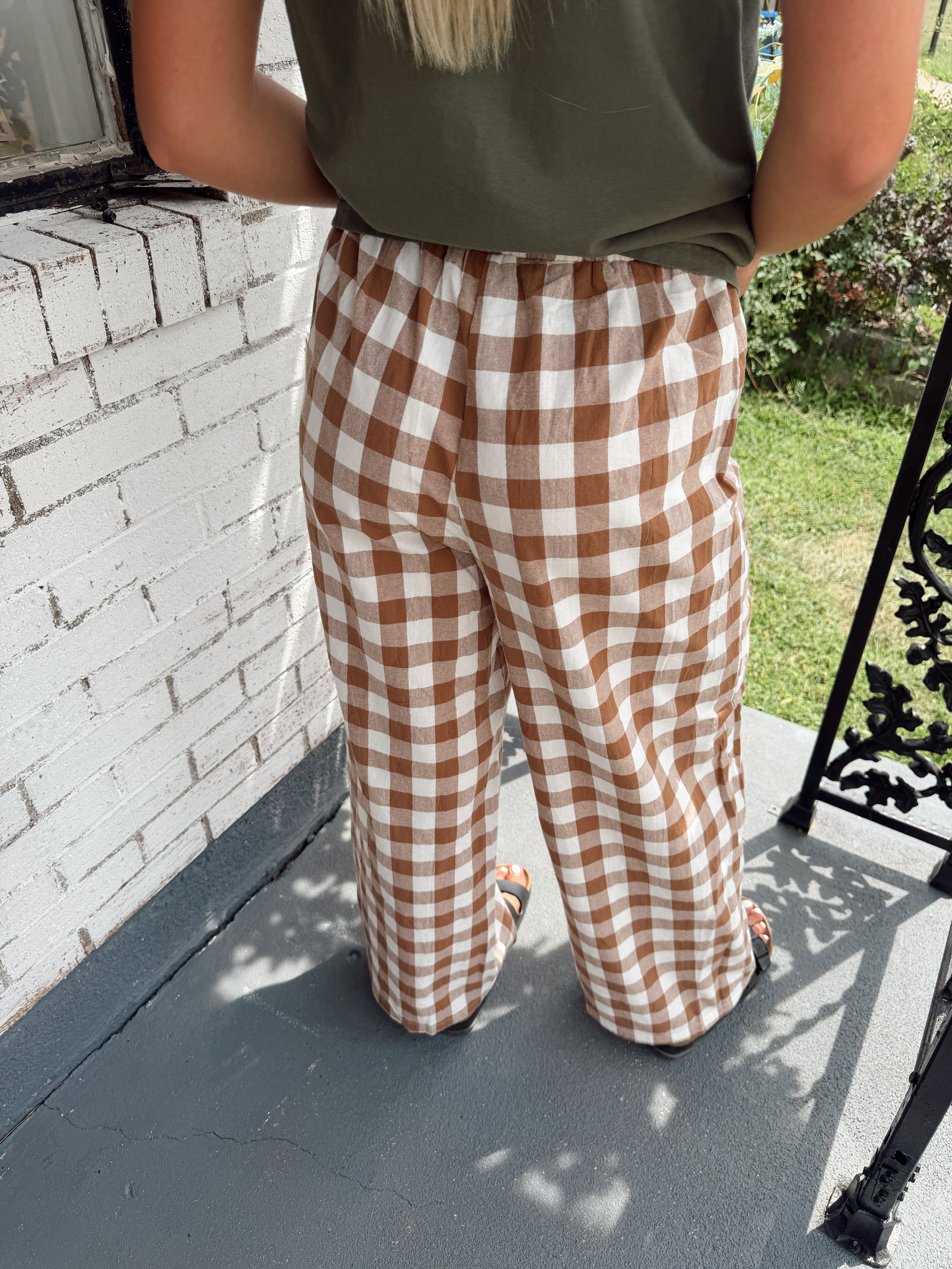 Gingham Brown Pants
