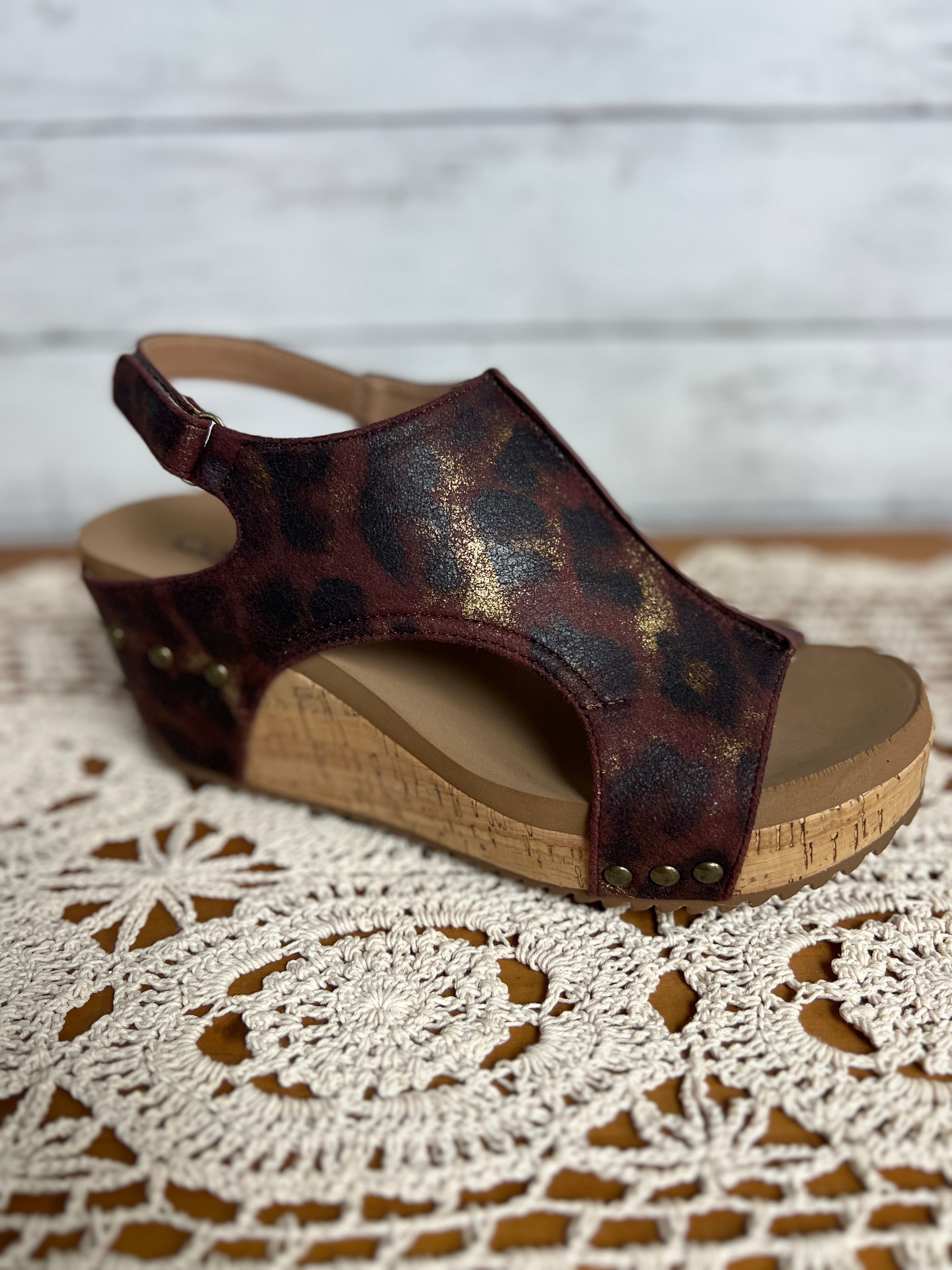 Corky Washed Leopard Print Wedges