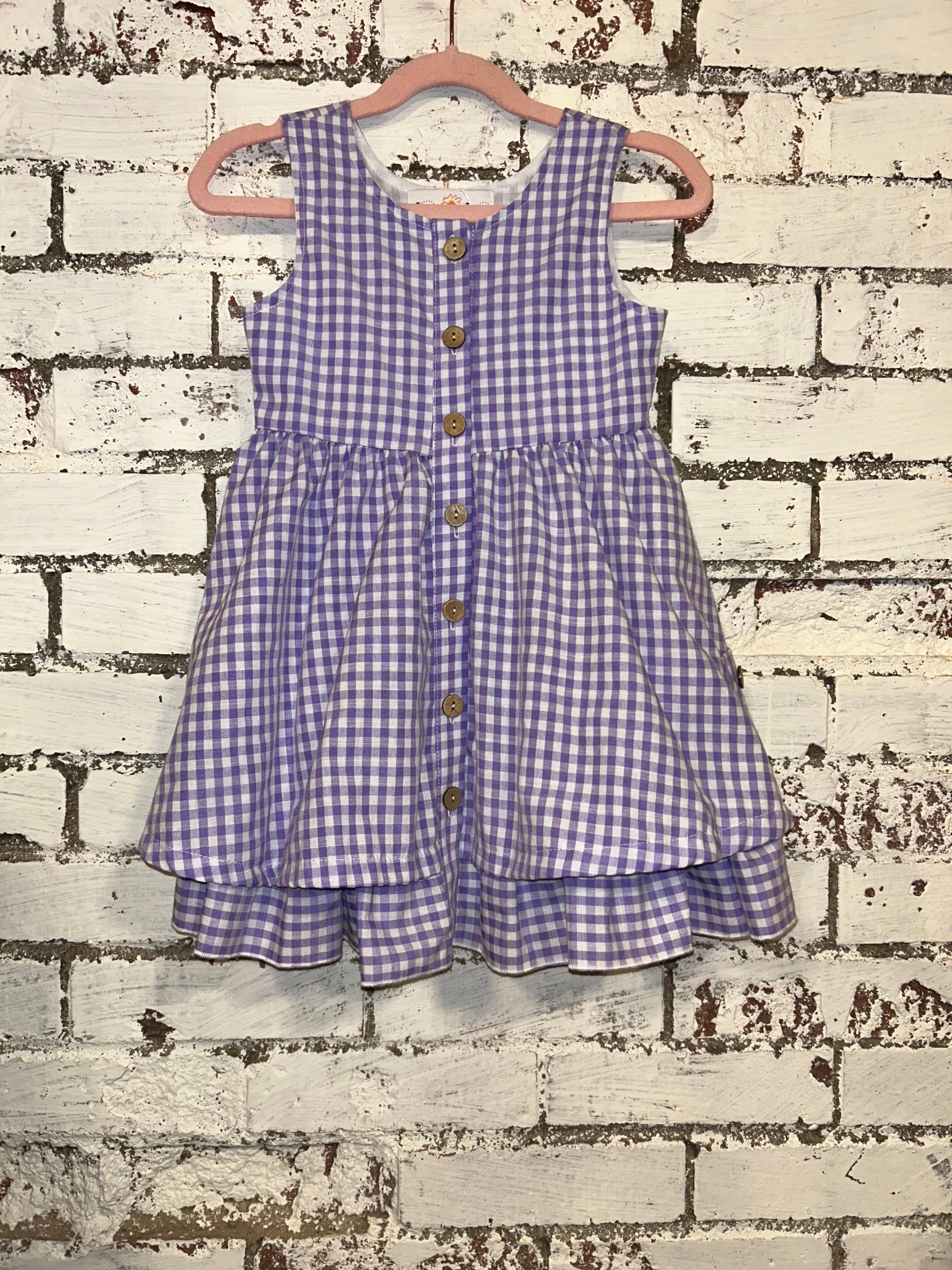 Oopsie Daisy Purple Gingham Dress