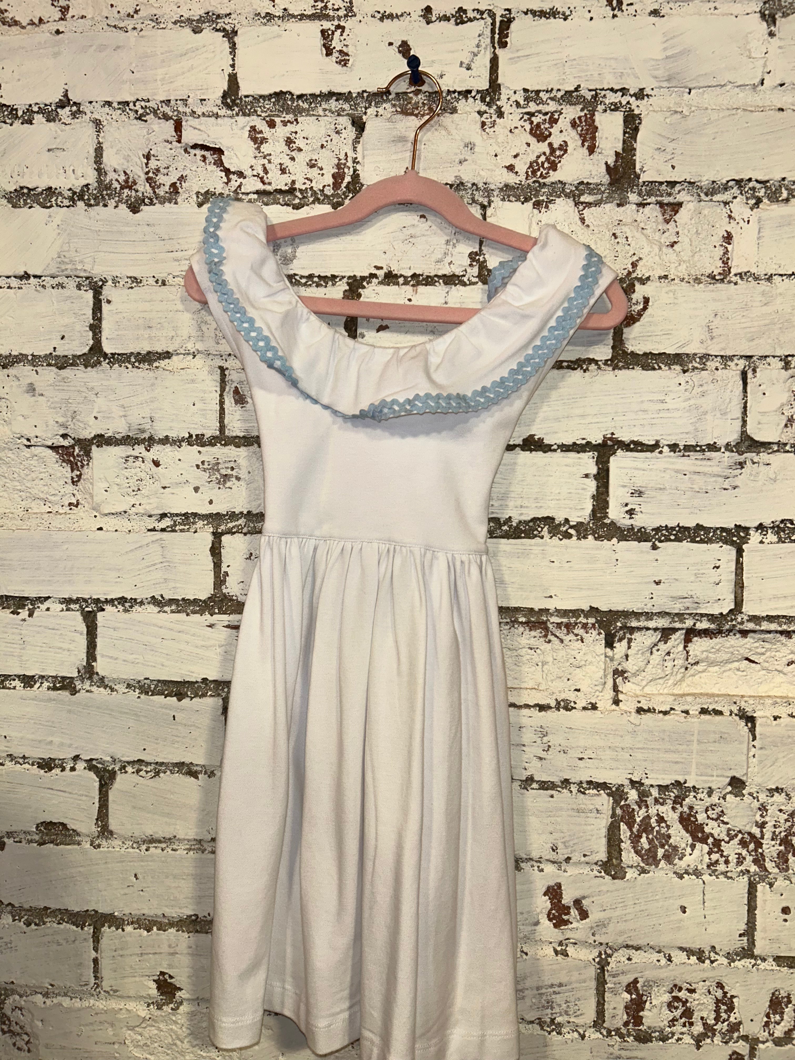 White & Blue Toddler Dress