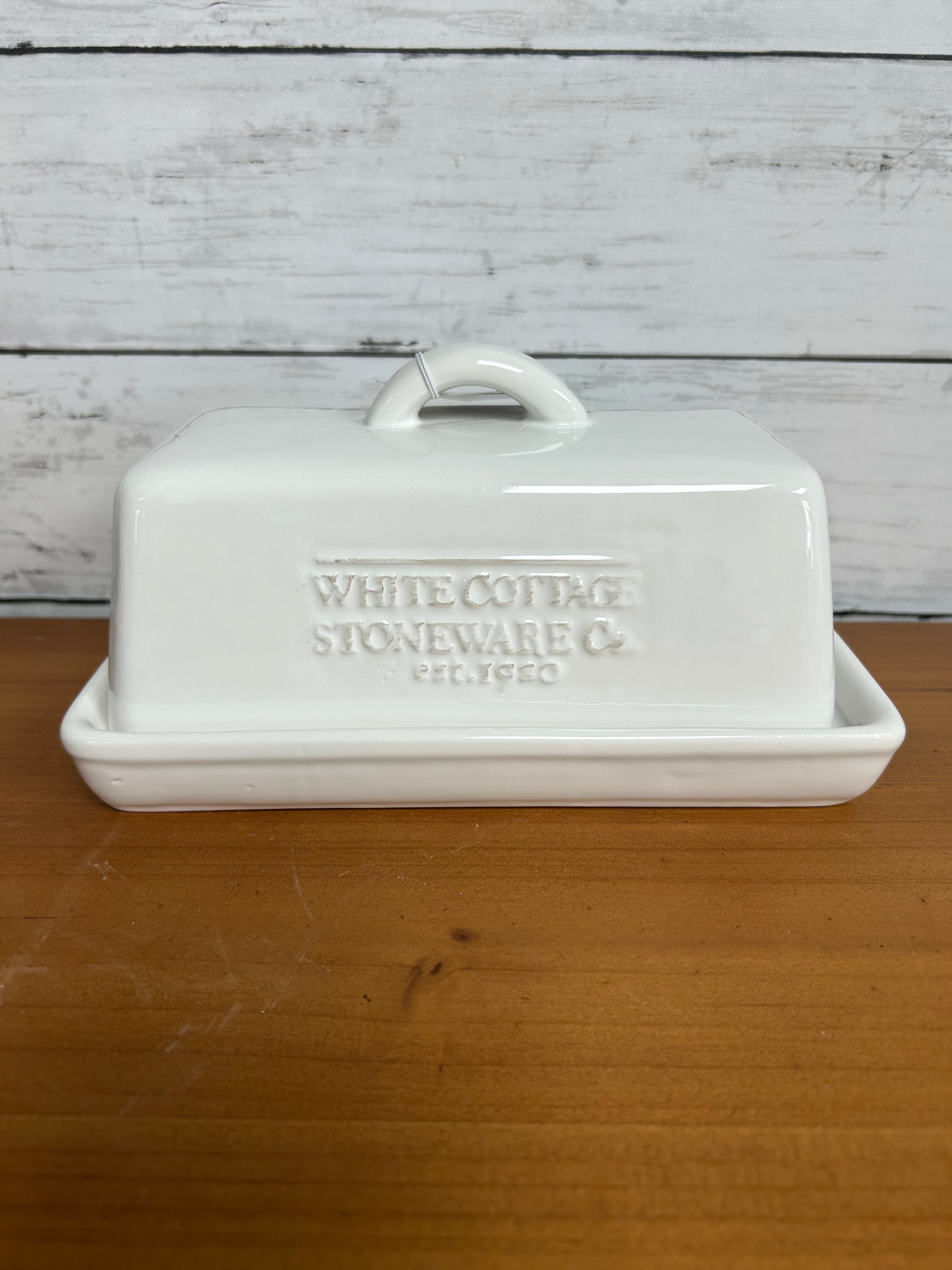 White Cottage Ceramic Butter Dish