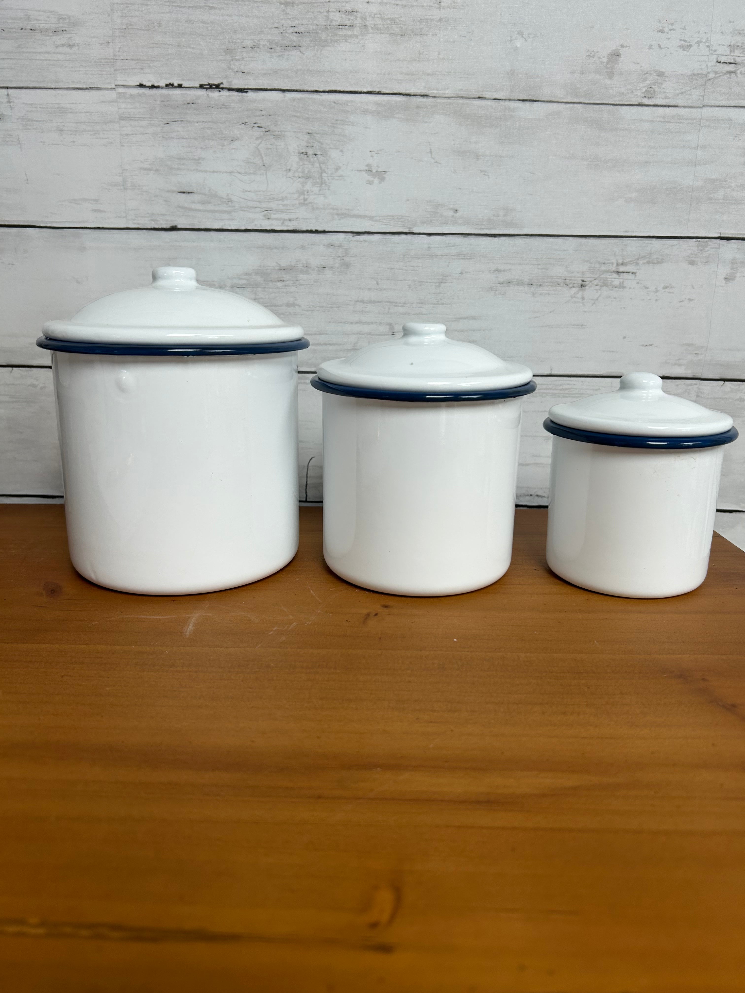 Blue Rim Canisters Set of Three