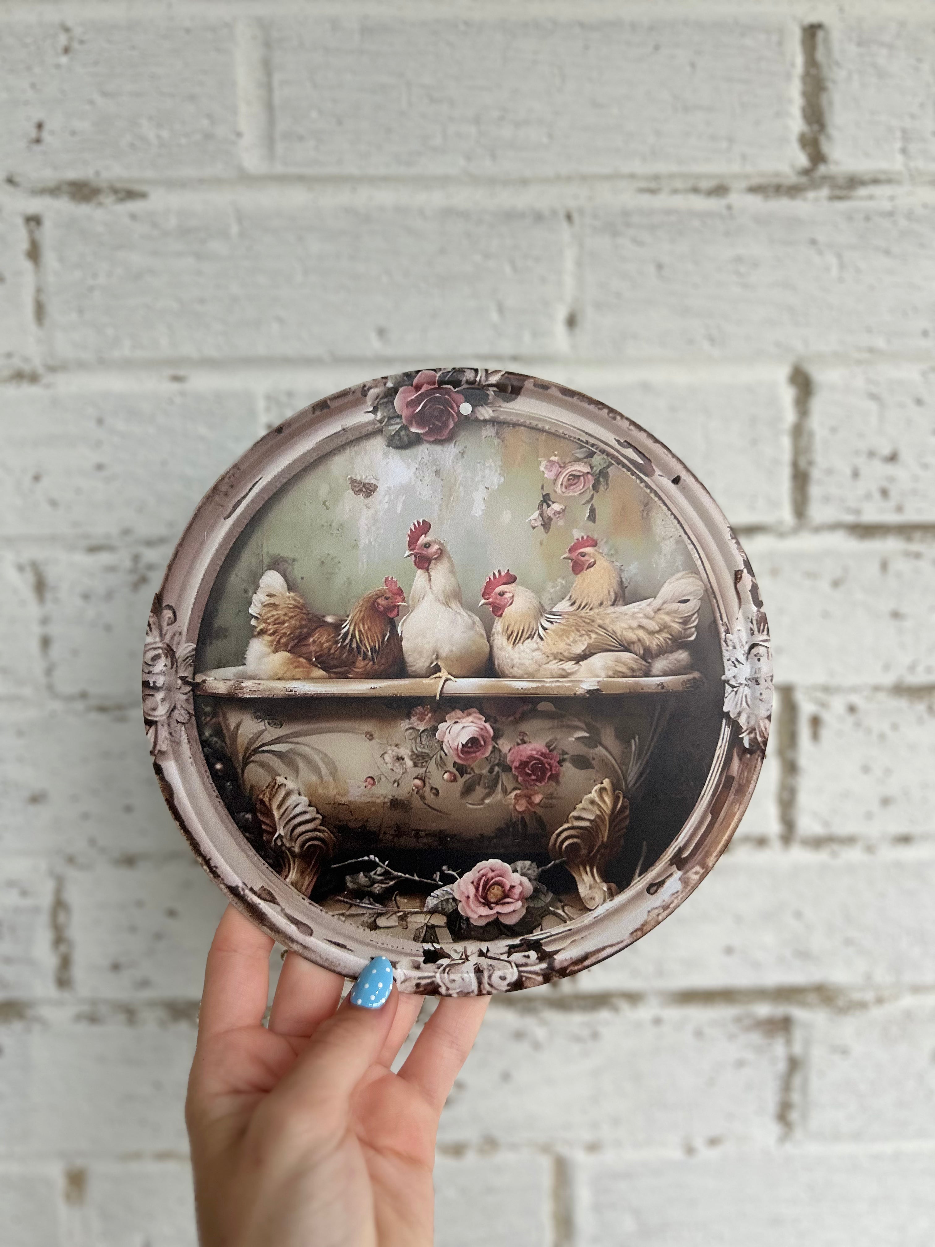 Chicken in bath decor