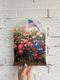 Flag and Flowers Wood Arch