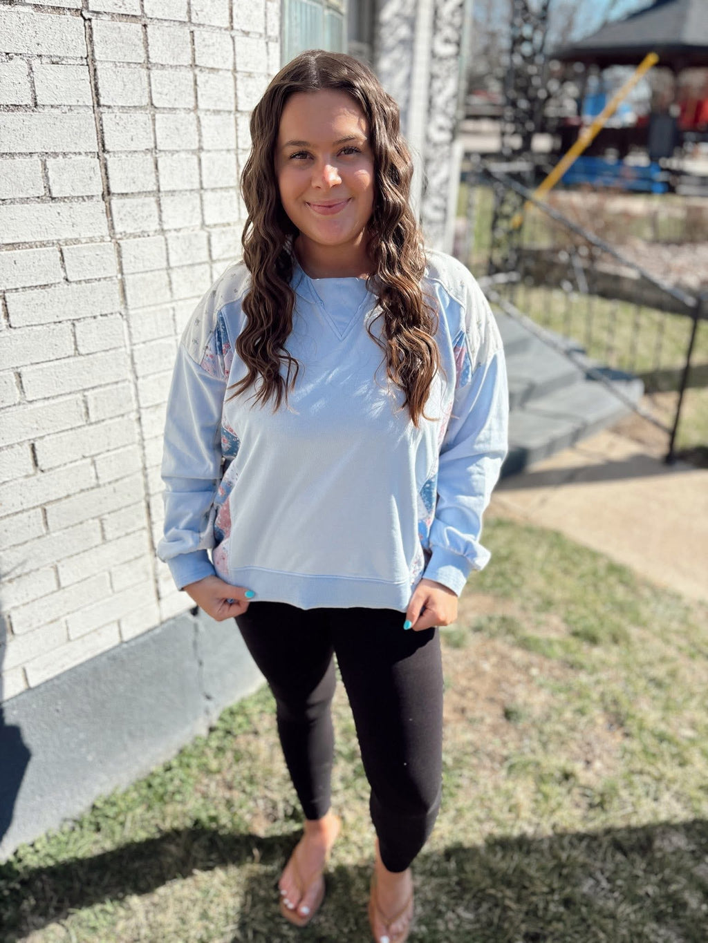 Blue Patchwork Pullover