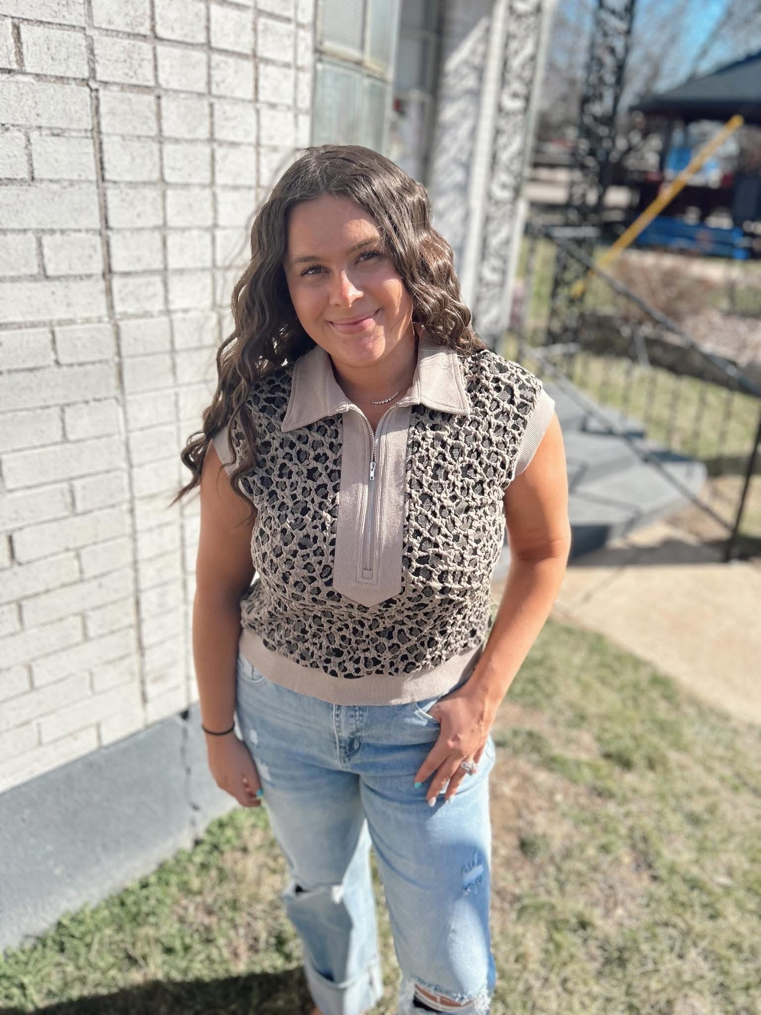 Leopard Zip Top
