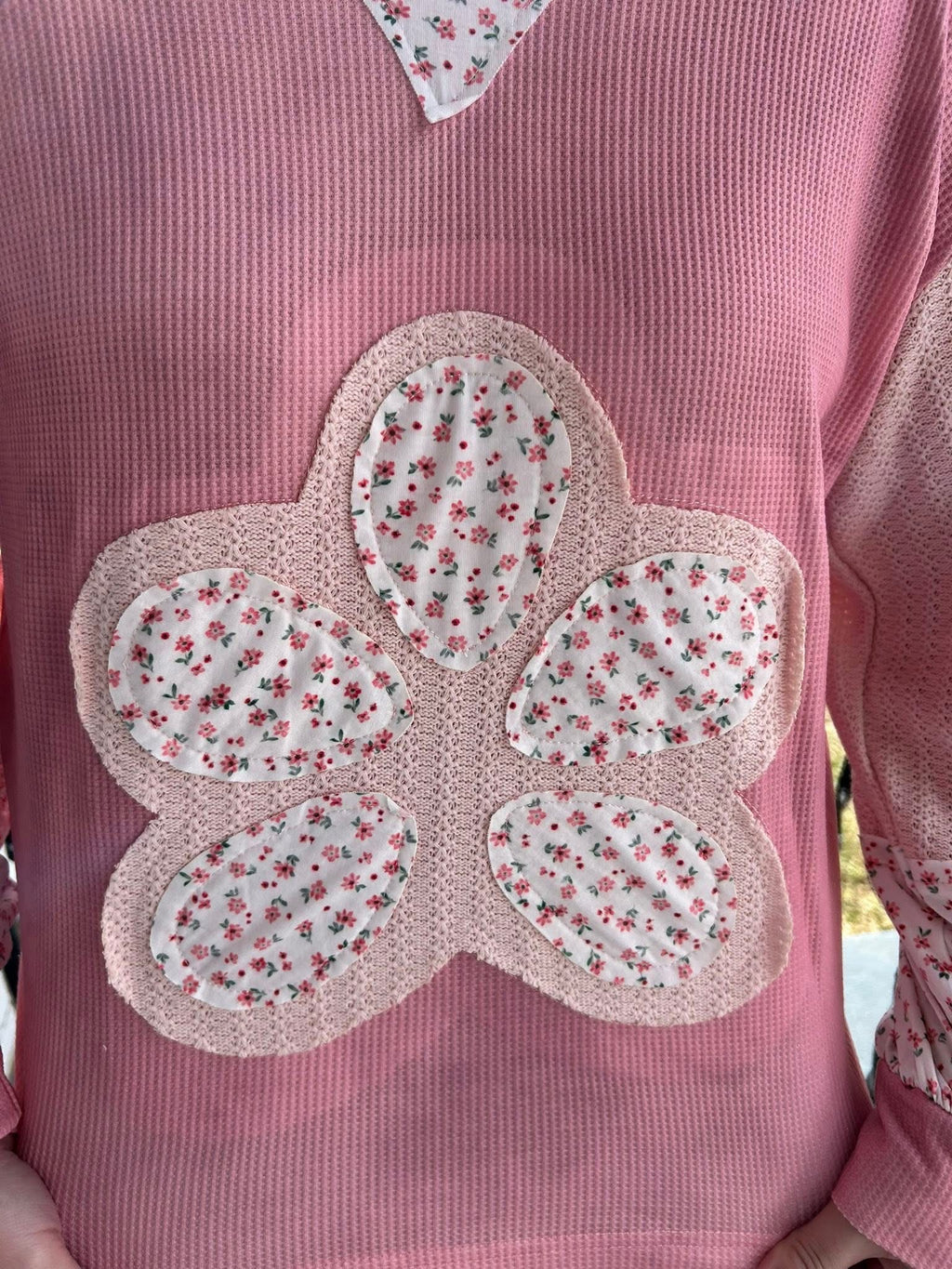 Pink Floral Patchwork Top
