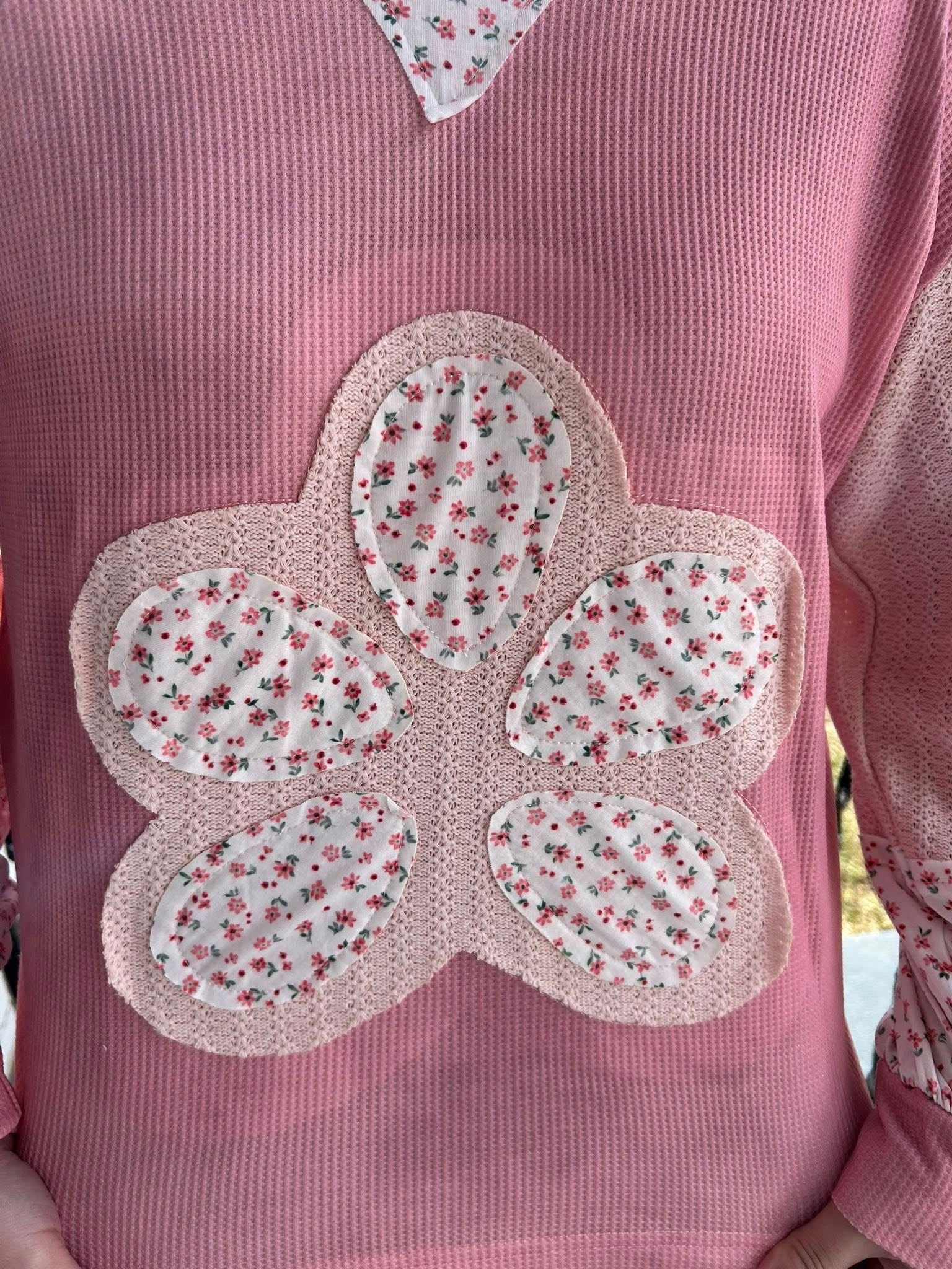Pink Floral Patchwork Top