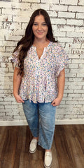 Umgee Lavender Floral Top