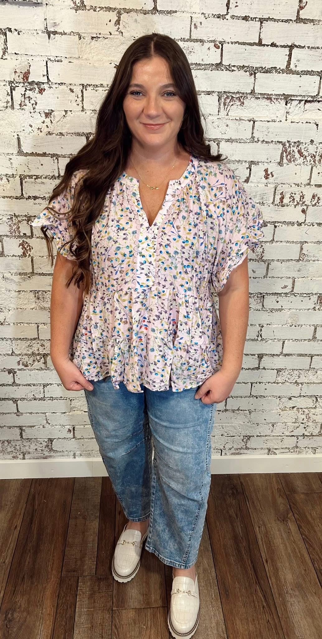Umgee Lavender Floral Top