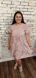 Floral Pattern Ruffle Sleeve Dress